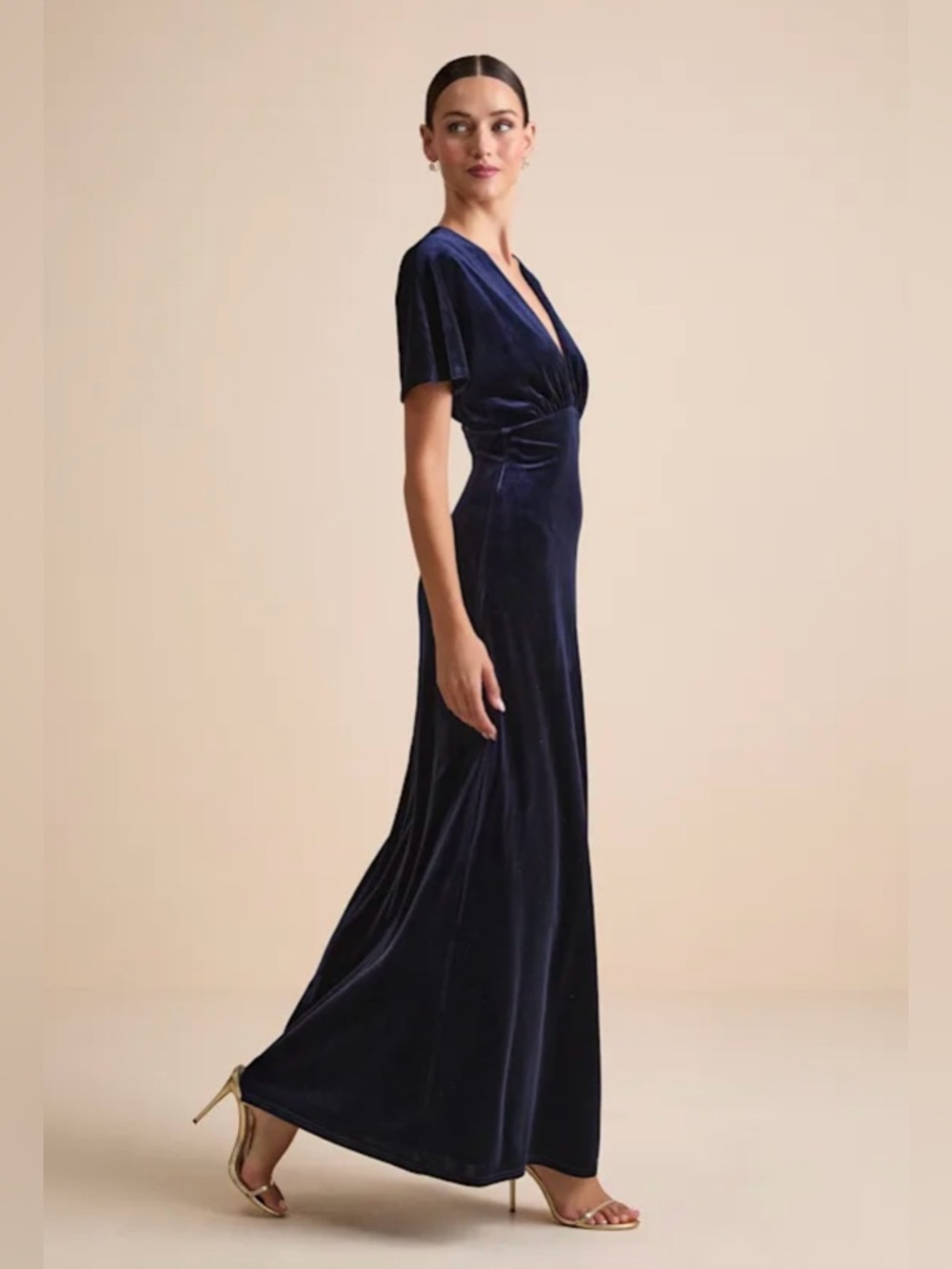 Lulu's Navy Velvet Maxi Dress
